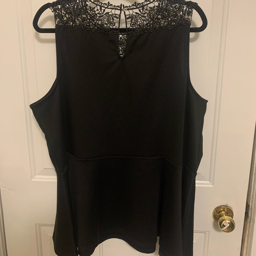 MXM Black Peplum Top with Lace Collar - 3X - Picture 7 of 7